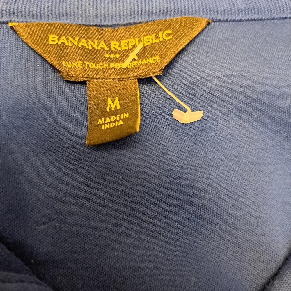 Banana Republic Luxe Touch Performance Blue Polo Shirt‎ Men's Medium Blue